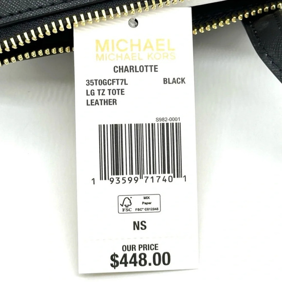 Michael Kors Large Charlotte Tote Bag & Large Continental Wallet Wristlet Black - Picture 15 of 15